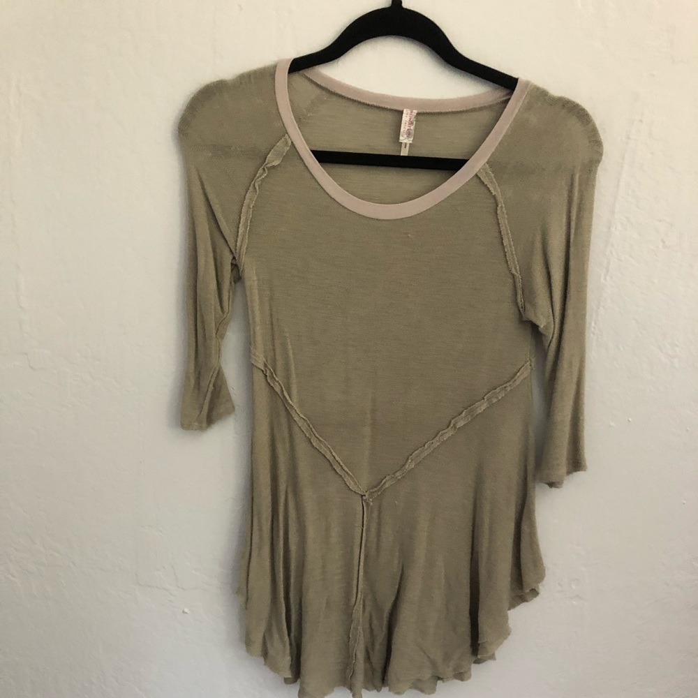 Free People half sleeve light olive top